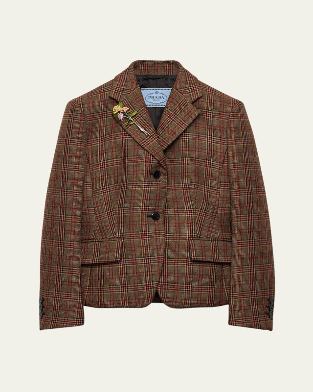 Prince of Wales Check Wool Jacket